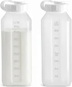 2 Pcs 1-quart Refrigerator Shaker Clear Bottle Pitcher with Spout