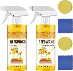 Beeswax Wood Polish Spray, Beeswax Essential Oil Wax, Natural Beeswax Spray, Multi-Purpose Furniture Polish for Living Rooms, Wood Furniture Floors, Wood Care for Shine and Protection (2PCS)
