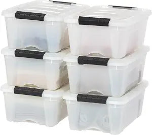 IRIS USA 6-Pack 13 Quart Storage Bins with Lids, Pearl