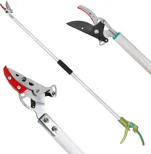 GARTOL Cut & Hold Pole Pruner, 4.2 FT Lightweight Fruit Picker with 180 Rotating Handle, SK5 Steel Blade Cuts up to 1/2 Inch, Long Reach Garden Tree Trimmer & Branch Cutter for Shrubs, Bushes