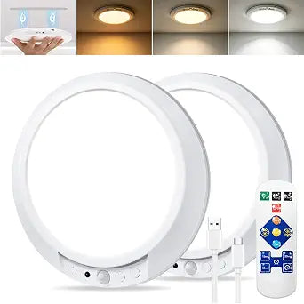 2 Pack 8000mAh Rechargeable LED Ceiling Light/Shower Light with Remote