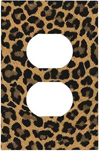 Animal leopard print psychedelic Outlet Covers 1 Gang Duplex Light Switch Cover Electrical Receptacle Faceplate Wall Plate Decorative Switch Plates for Bedroom Bathroom Decor