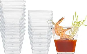 Restaurantware 5 oz Square Clear Plastic Medium Kova Cup, 20 Pack
