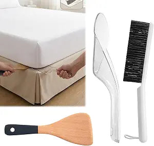 Mattress Lifter & Bed Sheet Tucker Tool Set - Mattress Wedge Elevator for Easy Lifting Mattress, Bed Maker Tool for Changing Sheets, Bed Skirt Tucking & Cleaning with Built-in Dust Brush