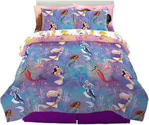 Disney Princess Ariel The Little Mermaid Live Action Movie Kids Bedding Super Soft & Cozy Reverisble Microfiber Comforter and Sheet Set with Sham, Queen, (100% Officially Licensed Product) by Franco