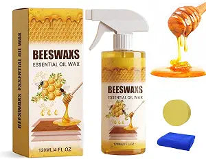 Beeswax Spray for Wood Polish,Bees Wax Furniture Polish and Cleaner with Sponge and Towel,Natural beeswax essential oil wax for Furniture Floors Cabinets,Wood Care for Shine and Protection