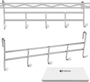 CroBlissful 2 Pcs 5 Hook Attachment for Wire Shelving, Steel Rack, Chrome