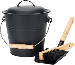 Mini Ash Bucket with Lid, Fireplace Ash Bucket - Black