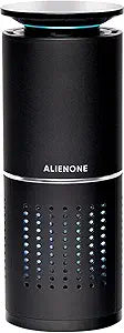 ALIENONE Car Air Purifier AP-C1-D, H13 True HEPA Filter, 3-in-1 Filtration System, 360 Air Intake, Whisper-Quiet, One-Touch Operation, Compact Cup Holder Design