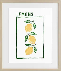 Summer Lemons Kitchen Still Life, 13 x 16 Inch Framed Print Under Glass