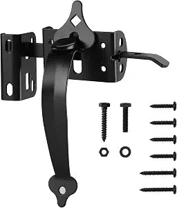 WellMade Thumb Gate Latch Heavy Duty, Self Locking Door Latches and 9" Handle Kit, Steel Gate Lock Hardware for Wooden/Vinyl Fence Swing Outdoor Gate, Black with Screw
