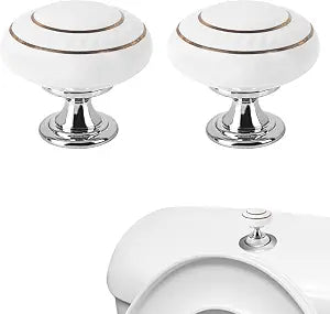 Linkidea Toilet Tank Top Flush Button Helper, Toilet Top Push Button Aid, Compatible with Dual/Single Top-Button Toilets, Easy Press Flush Attachment Extender for Long Nails (2 Pack, White)