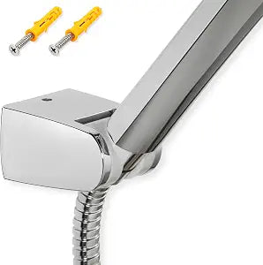 Hand held Shower Head Holder- 5 Angles Adjustable - Screw Mount for Permanent Fixture -Bathroom Wall Mount Shower Wand Holder - (Polished Chrome)