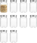 16 Ounce Clear Plastic Mason Jars With Screw On Lid,Silver-10 Pack