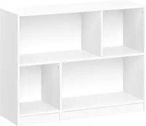RiverRidge Kids Horizontal Bookshelf with 2 Storage Cubbies - White
