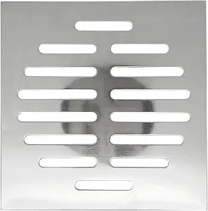 2pcs 5Inch Stainless Steel Square Floor Drain Cover,14 Holes,Silver Tone(Square)