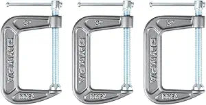 Olympia Tools Heavy Duty Cast Iron C-Clamps with 3-Inch Jaw Opening and 2-Inch Throat, 3 Pack
