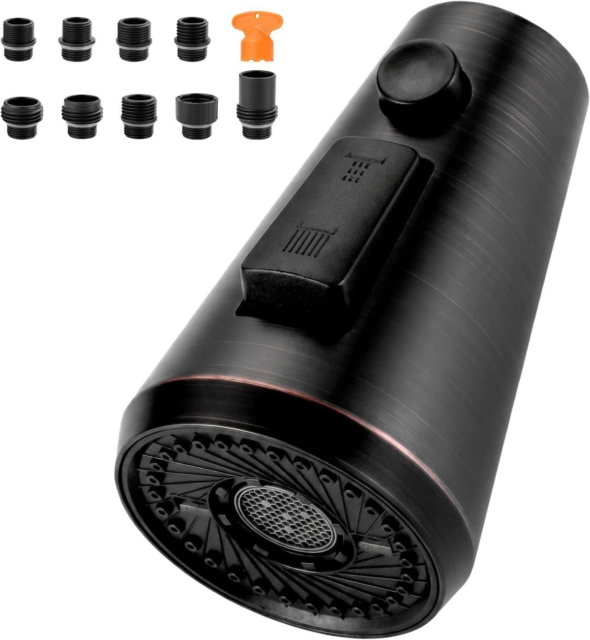 Pull Down Faucet Sprayer Head Replacement, Stainless Steel 3 Function Nozzle with 9 Adapters for Kitchen Sink Faucet, Compatible with Moen Delta Kohler Faucets, Oil Rubbed Bronze