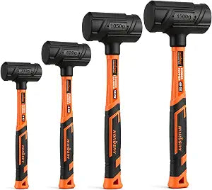 HORUSDY 4-Piece Dead Blow Hammer Set (0.5lb, 1lb, 2lb, 3lb)  One-Piece Molded Body, Steel Shot Filled, No Rebound, Non-Spark, Non-Slip Grip, for Auto, Carpentry & Tile Work