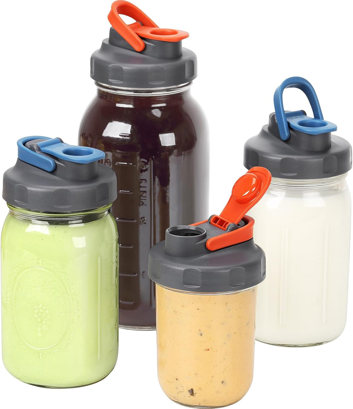 SOLIGT 4 Pack Mason Jar Lids Pour Spout, Wide Mouth Flip Cap