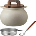 30 oz Ceramic Bacon Grease Container with Strainer and Spoon