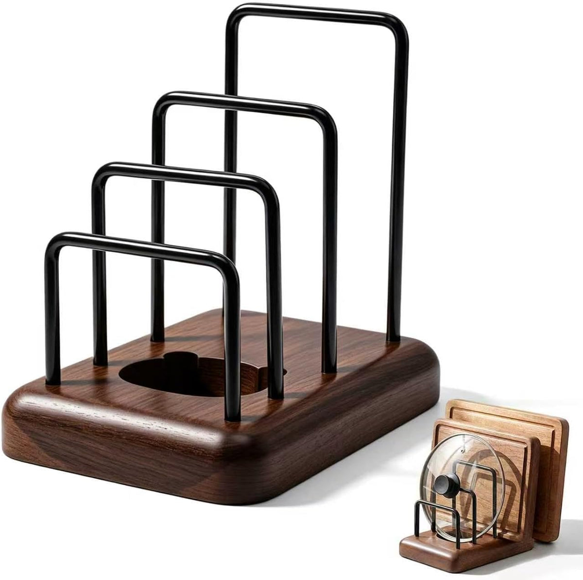 Chopping Board Rack with Walnut Base - 3 Slot Wood Cutting Board Holder