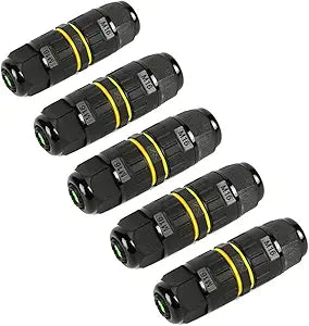 IP68 Outdoor Waterproof Junction Box Electrical Cable Connector, Easy to Install, UL,M16 for  3.5-10mm Wire Range(AC 400V, 17.5A),2 Way 3Pin 5Pack