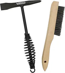 VASTOOLS Welding Chipping Hammer with Coil Spring Handle,10.5",Cone and Vertical Chisel/ 10" Wire Brush, Black