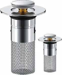 Bathroom Sink Drain Strainer, 2 PCS Pop Up Sink Drain Filter Bathroom Sink Drain Stopper with Removable Stainless Steel Filter Basket Hair Catcher