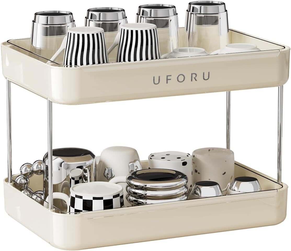 UFORU Countertop Coffee Station Organizer,Cup Rack,Mug & Wine Glass Holder