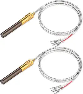 Gas Fryer Thermocouple 36 Inch, 2PCS Thermopile Replacement Fryer Parts for Pitco 60125501, Gas Fryer Replacement Assembly for Elite Imperial Frymaster Dean