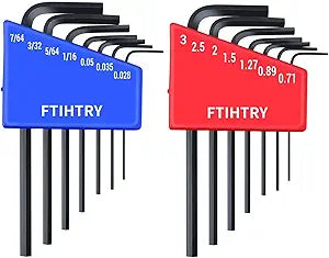 FTIHTRY 14pcs Mini Hex Key Allen wrench Set, Metric(0.7-3mm) and SAE(0.028-7/64"), Chrome Vanadium Steel