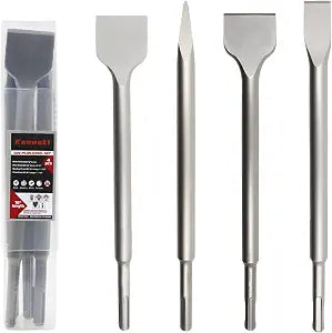 SDS Plus Masonry Chisel Set  4-Piece Heavy-Duty Chisel Bits for Hammer Drill  Includes Flat, Pointed & Tile Chisel  Concrete, Tile Removal Tool