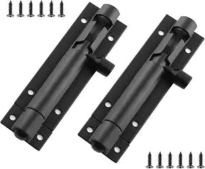 BokWin 3 Inch Door Latch Lock Slide Bolt, Matte Black