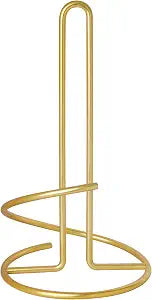 Spectrum Euro Gold Paper Towel Holder Countertop Kitchen Organizer Roll Stand Dispenser with Easy Tear Arm, Weighted Sturdy Base Fits Standard Jumbo Rolls Modern Design Durable Construction