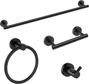 FORIOUS Bathroom Accessories, 4-Piece Bathroom Hardware Set - 24" Towel Bar