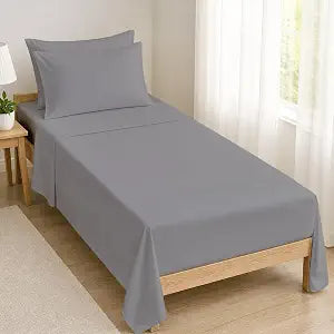 Mattress-Homes Cot 30 x 75 Sheet Set - Luxury 1800 Ultra-Soft Microfiber Bed Sheets - Hotel Quality Double Brushed - Deep Pockets - Easy Fit - 4 Piece Set - Bedding Sheets & Pillowcases, Light Grey