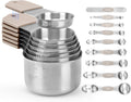 HOUJIP Magnetic Measuring Cups and Spoons Set of 16 with 2-IN-1 Leveler