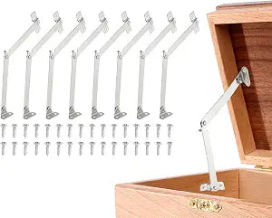 uxcell Folding Lid Support Hinges,4.3" 180 Rotatable Hinges,Silver 8Pcs