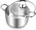 TeamFar 6 Quart Stock Pot, Tri-Ply Stainless Steel Pasta Pot with Lid