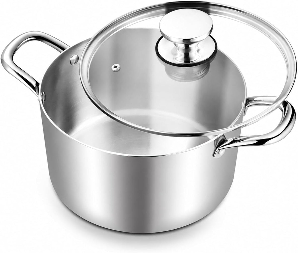 TeamFar 6 Quart Stock Pot, Tri-Ply Stainless Steel Pasta Pot with Lid