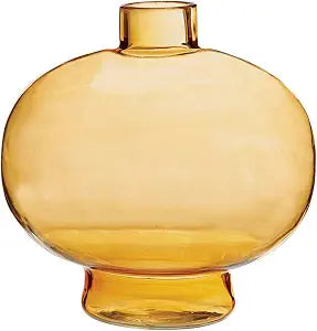 47th & Main Flower Vases Modern Shaped Glass Vase for Home Dcor, 6" Dia x 6" H, Honey Gold