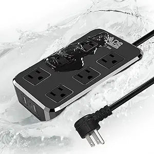 Qiyuan Outdoor Power Strip Weatherproof, 6 Outlet 3 USB 6FT Extension Cord