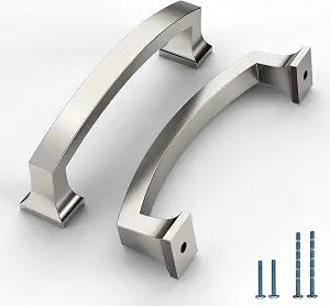 10 Pack Brushed Satin Nickel Cabinet Pulls 4 Inch(102mm) Hole Center Kitchen Cabinet Handles Drawer Pulls Kitchen Hardware Cupboard Handles Bathroom Solid Dresser Handles