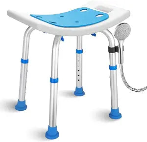 Bath Seat Bathroom Bathtub Shower Chair Stool for Adults, Seniors and Disabled, Elderly Tub Transfer Bench for Inside Shower (Blue, Round Foot Mats)