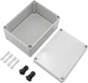 MAKERELE Watertight Outdoor Plastic Junction Box 7.875.903.94 (200150100mm) IP67 Electronics Projects Junction Waterproof Case with 2 NPT 3/8 Glands