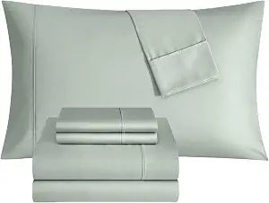 Thomasville 1500 Thread Count 6 Piece Premium Cotton Rich Sateen Sheet Set, 4 Pillow Cases, 1 Fitted Sheet, 1 Flat Sheet, Fits Mattresses up to 16��� Deep, Full Size, Sage Green