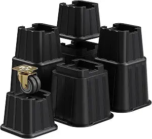 MYMULIKE Bed Risers 8 Inch, Elevation in Height 3, 5, 8 inch, Stackable Bed Frame Risers, Heavy Duty Support Up to 6000 lbs Furniture Risers 8 Pack for Table, Couch, Desk, Chair