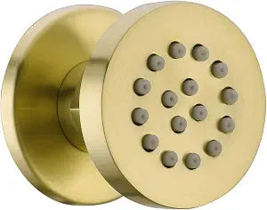 Solid Brass Body Spray Shower Jet - Round Massage Side Sprayer Spa System Shower Set Adjustable Wall Mounted, Brushed Gold Brass Finish