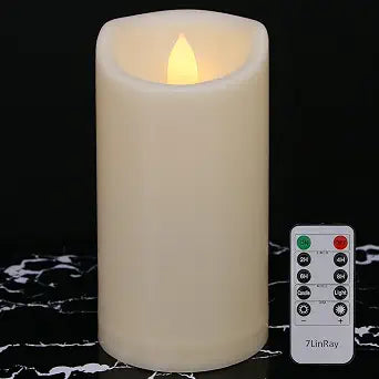 Outdoor Waterproof Flameless Candles with Remote and Timers, 1000 Hours Long Battery Operated LED Pillar Candles, Electric Fake Candles, Ivory Plastic, D3 X H7, 1 Pack